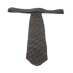 Giorgio Armani Green & Red Diagonal Stripes Silk Jacquard Tie