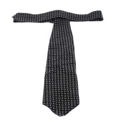 Giorgio Armani Cravatte Black Printed Silk Blend Traditional Tie 