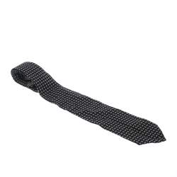 Giorgio Armani Cravatte Black Printed Silk Blend Traditional Tie 