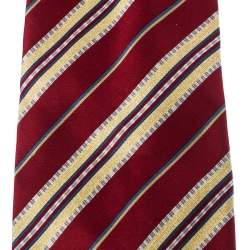 Giorgio Armani Red & Yellow Diagonal Stripes Silk Traditional Tie 