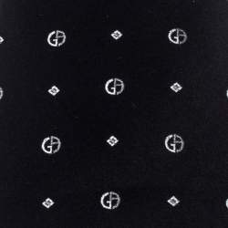 Giorgio Armani Black Monogram Patterned Silk Jacquard Classic Tie