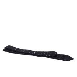 Giorgio Armani Black Monogram Patterned Silk Jacquard Classic Tie
