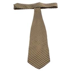 Pre Owned Giorgio Armani Vintage Olive Green Jacquard Traditional Silk Tie