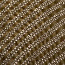 Pre Owned Giorgio Armani Vintage Olive Green Jacquard Traditional Silk Tie