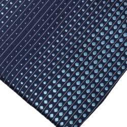Pre Owned Giorgio Armani Navy Blue Diagonal Dot Patterned Silk Tie