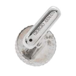 Pre Owned Giorgio Armani Black Enamel Textured Silver Cufflinks