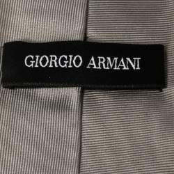 Giorgio Armani Grey Micro Rib Silk Tie