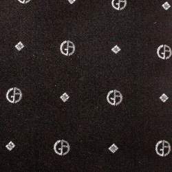 Pre Owned Giorgio Armani Black Logo Jacquard Silk Tie