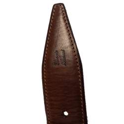 Pre Owned Giorgio Armani Brown Braided Leather Buckle Belt 95 CM