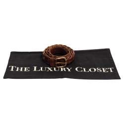 Pre Owned Giorgio Armani Brown Braided Leather Buckle Belt 95 CM