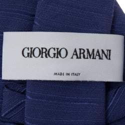 Pre Owned Giorgio Armani Blue Horizontal Striped Silk Tie
