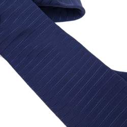 Pre Owned Giorgio Armani Blue Horizontal Striped Silk Tie