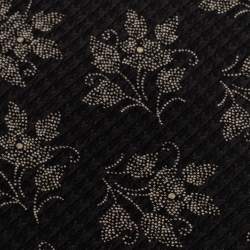 Pre Owned Giorgio Armani Black Floral Print Textured Silk Blend Traditional Tie