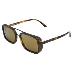 Giorgio Armani Brown Havana/ Gold Mirrored AR 6063 Square Sunglasses
