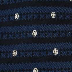 Pre Owned Giorgio Armani Navy Blue Silk Jacquard Tie