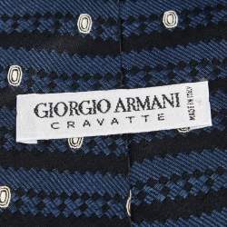 Pre Owned Giorgio Armani Navy Blue Silk Jacquard Tie