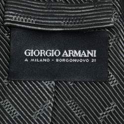 Pre Owned Giorgio Armani Grey Cotton & Silk Jacquard Tie