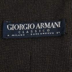 Pre Owned Giorgio Armani Classico Dark Brown Patterned Wool Knit Stitched Tie