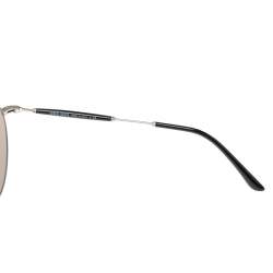 Giorgio Armani Matte Silver/Grey Mirrored AR 6075 Aviator Sunglasses