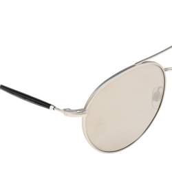 Giorgio Armani Matte Silver/Grey Mirrored AR 6075 Aviator Sunglasses