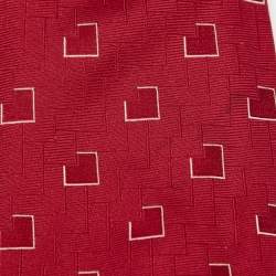 Pre Owned Giorgio Armani Red Jacquard Silk Traditional Tie