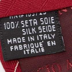 Pre Owned Giorgio Armani Red Jacquard Silk Traditional Tie