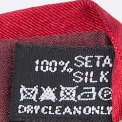 Pre Owned Giorgio Armani Red Silk Satin Logo Detail Tie