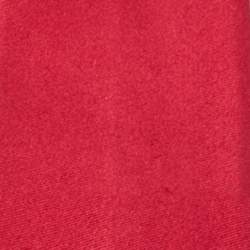 Pre Owned Giorgio Armani Red Silk Satin Logo Detail Tie