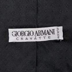 Pre Owned Giorgio Armani Black Dot Jacquard Pattern Silk Tie