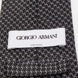 Giorgio Armani Black Patterned Silk Jacquard Tie