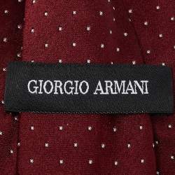 Pre Owned Giorgio Armani Burgundy Dot Pattern Silk Jacquard Tie