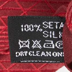 Pre Owned Giorgio Armani Maroon Grid Stripe Pattern Silk Traditional Tie