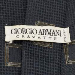 Pre Owned Giorgio Armani Vintage Blue Jacquard Silk Traditional Tie