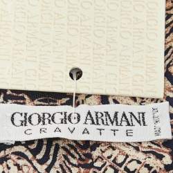 Pre Owned Giorgio Armani Vintage Black Printed Silk Traditional Tie