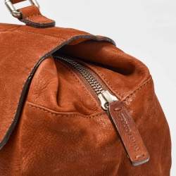 Pre Owned Giorgio Armani Brick Brown Nubuck Leather Flap Duffel Bag