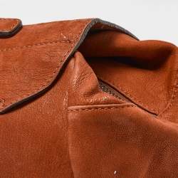 Pre Owned Giorgio Armani Brick Brown Nubuck Leather Flap Duffel Bag