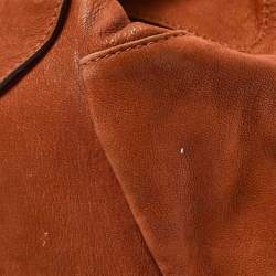 Pre Owned Giorgio Armani Brick Brown Nubuck Leather Flap Duffel Bag