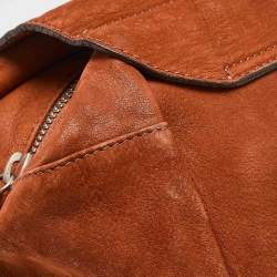 Pre Owned Giorgio Armani Brick Brown Nubuck Leather Flap Duffel Bag