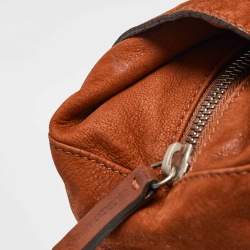 Pre Owned Giorgio Armani Brick Brown Nubuck Leather Flap Duffel Bag