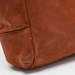 Pre Owned Giorgio Armani Brick Brown Nubuck Leather Flap Duffel Bag