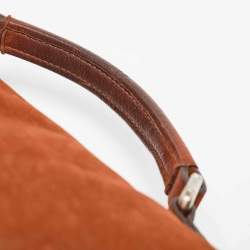 Pre Owned Giorgio Armani Brick Brown Nubuck Leather Flap Duffel Bag