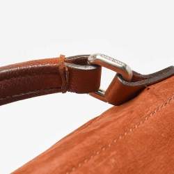 Pre Owned Giorgio Armani Brick Brown Nubuck Leather Flap Duffel Bag