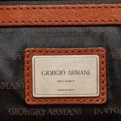 Pre Owned Giorgio Armani Brick Brown Nubuck Leather Flap Duffel Bag