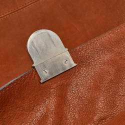 Pre Owned Giorgio Armani Brick Brown Nubuck Leather Flap Duffel Bag