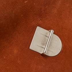 Pre Owned Giorgio Armani Brick Brown Nubuck Leather Flap Duffel Bag