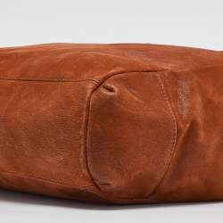 Pre Owned Giorgio Armani Brick Brown Nubuck Leather Flap Duffel Bag