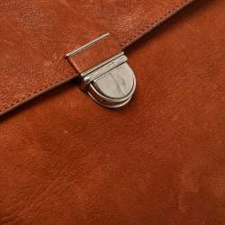 Pre Owned Giorgio Armani Brick Brown Nubuck Leather Flap Duffel Bag