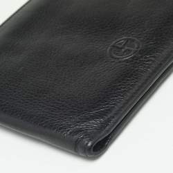 Pre Owned Giorgio Armani Black Leather Bifold Wallet