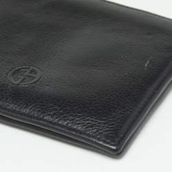 Pre Owned Giorgio Armani Black Leather Bifold Wallet
