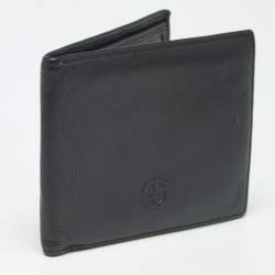Pre Owned Giorgio Armani Black Leather Bifold Wallet